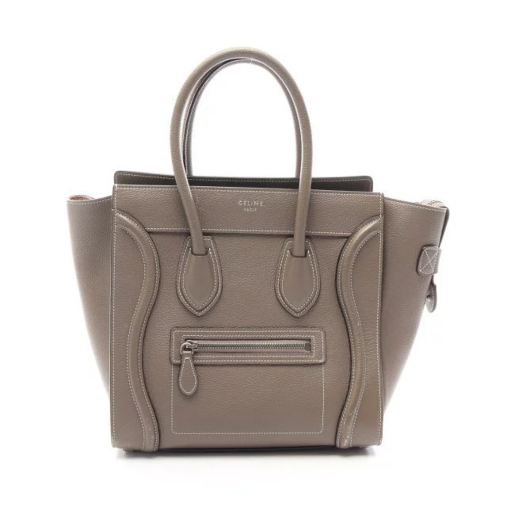 Celine Luggage Tote Shopper Handbag Leather Beige Cream